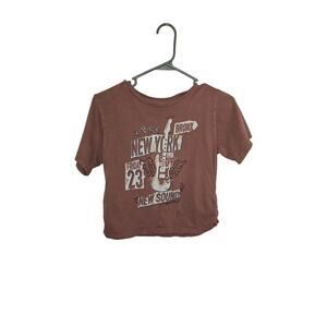 Goodie Two Sleeves Brown New York Crop Top Size L